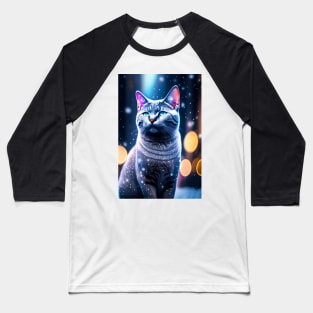 British Shorthair Glows In The Snow Baseball T-Shirt